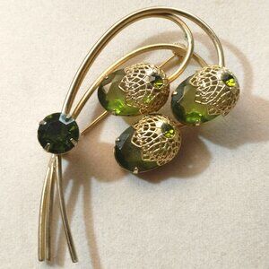 Brooch Pin DeLizza Elster Sarah Cov Touch Of Elegance 1960 Rhinestones Filigree